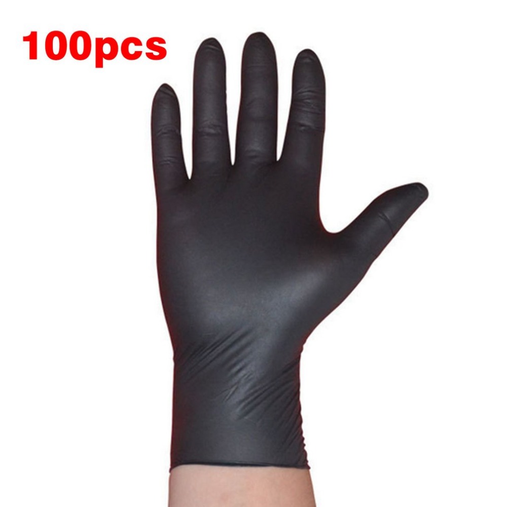 Нитриловые перчатки черного цвета — 
Количество: 100 шт.